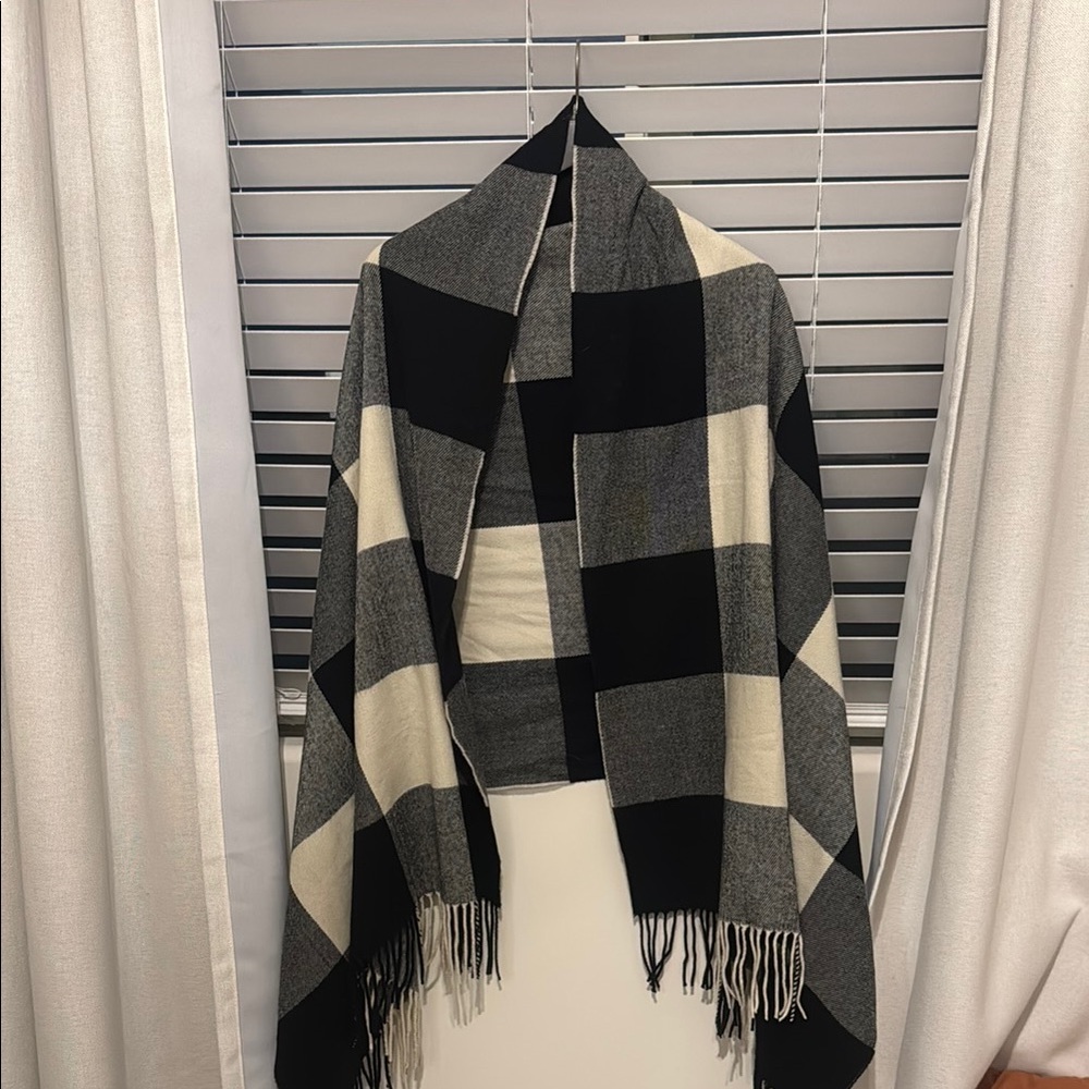 J. Crew Black and White Plaid Shawl (Never Worn)
